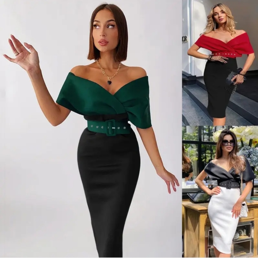 2 color midi dress new size S, M, L, XL, XXL Available